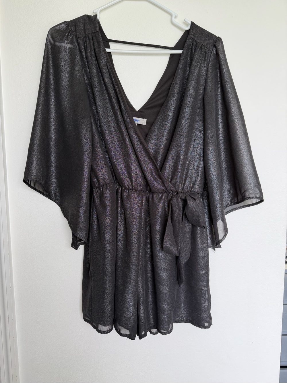Metallic Black Wrap Romper